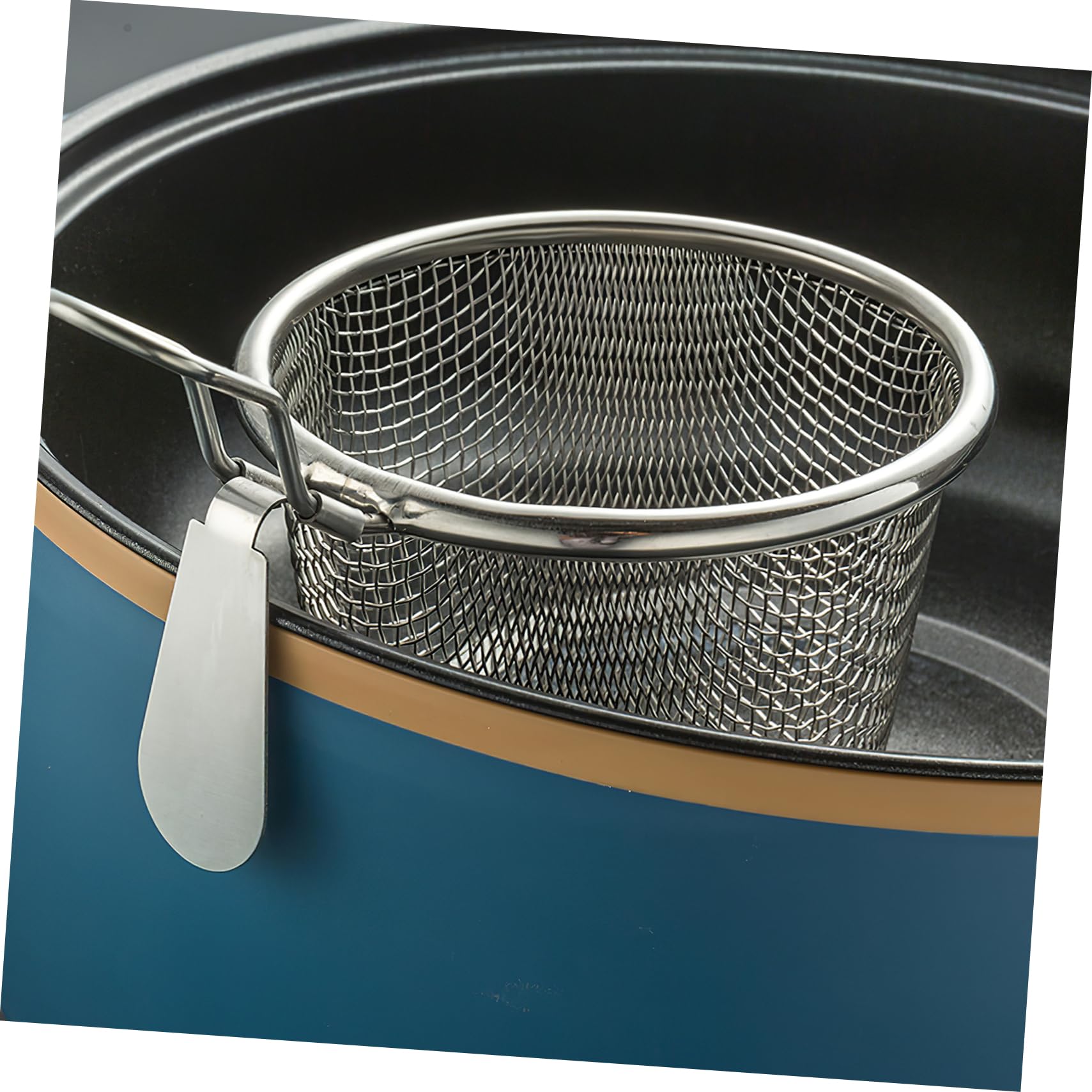 Hemoton Slotted Spoon Slotted Spoon Pasta Boil Basket Mesh Pasta Basket with Handle, Stainless Steel Mesh Spider Strainer for Pasta, Noodles, Dumpling Noodle Basket Pasta Spoon Pasta Spoon