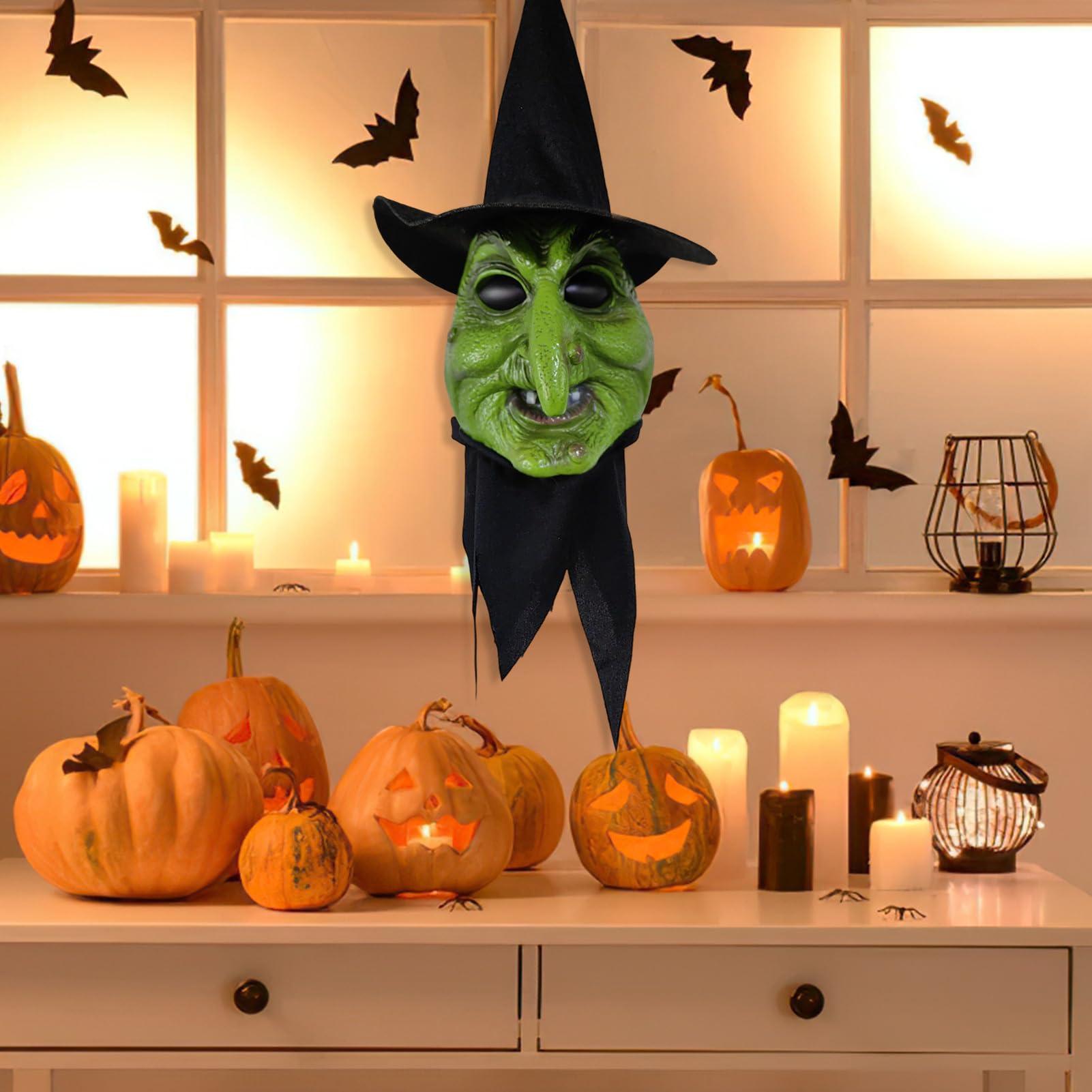 Ozdoby Czarownicy Na Halloween Straszna Mrugająca Dekoracja Pokoju | Dekoracje Halloween z Oświetleniem i Dźwiękiem do Domu Ogrodu Strasznego Domu Farmy Imprezy