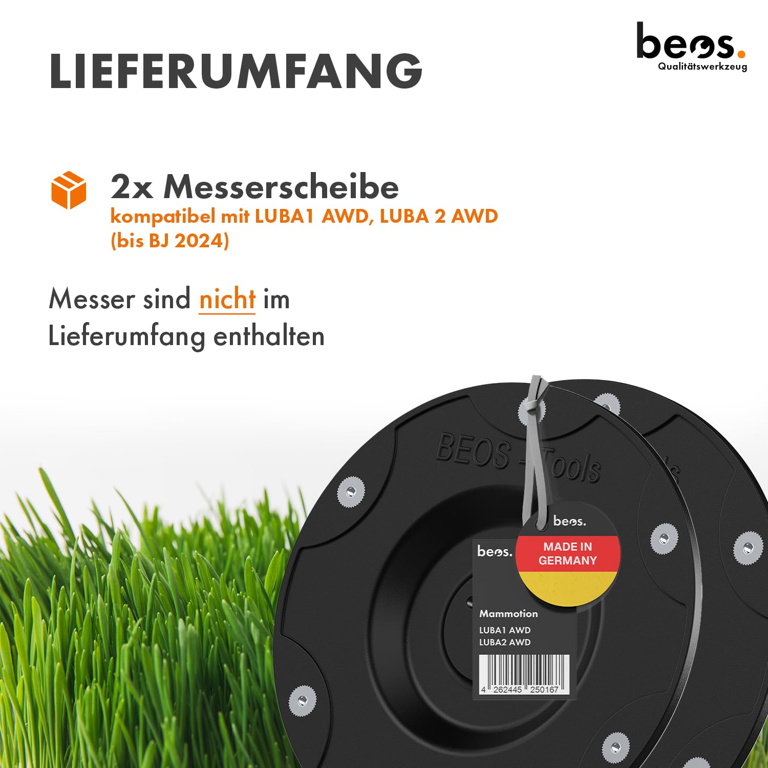 BEOS Messerscheibe kompatibel mit Mammotion LUBA1 AWD LUBA2 AWD 6X Klingen glasfaserverstärkte Drehscheiben Made in Germany