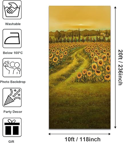 Miniatura 8 de Avezano Telones de fondo de campo de girasol para fotografía, pintura al óleo, girasol, otoño, paisaje, telón de fondo, girasol, camino, arte, fondo