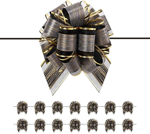 PACKQUEEN 15 lazos de regalo negros grandes, 6 pulgadas, lazos de regalo para regalos, lazos de regalo a granel para cestas