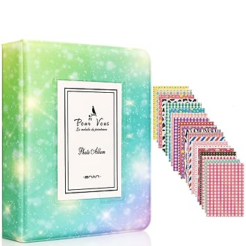 Big Trend 64 Pockets Mini Photo Album for Fujifilm Instax Mini 7s 8 8+ 9 25 26 50s 70 90 Instant Camera & Name Card (Starry Sky-1, 64 Pockets)