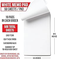 Vista 2 de Bloc de notas blanco liso – Bloc de notas – Bloc de notas – Bloc de notas – Bloc de notas en blanco – 10 blocs de 50 hojas en cada bloc de notas