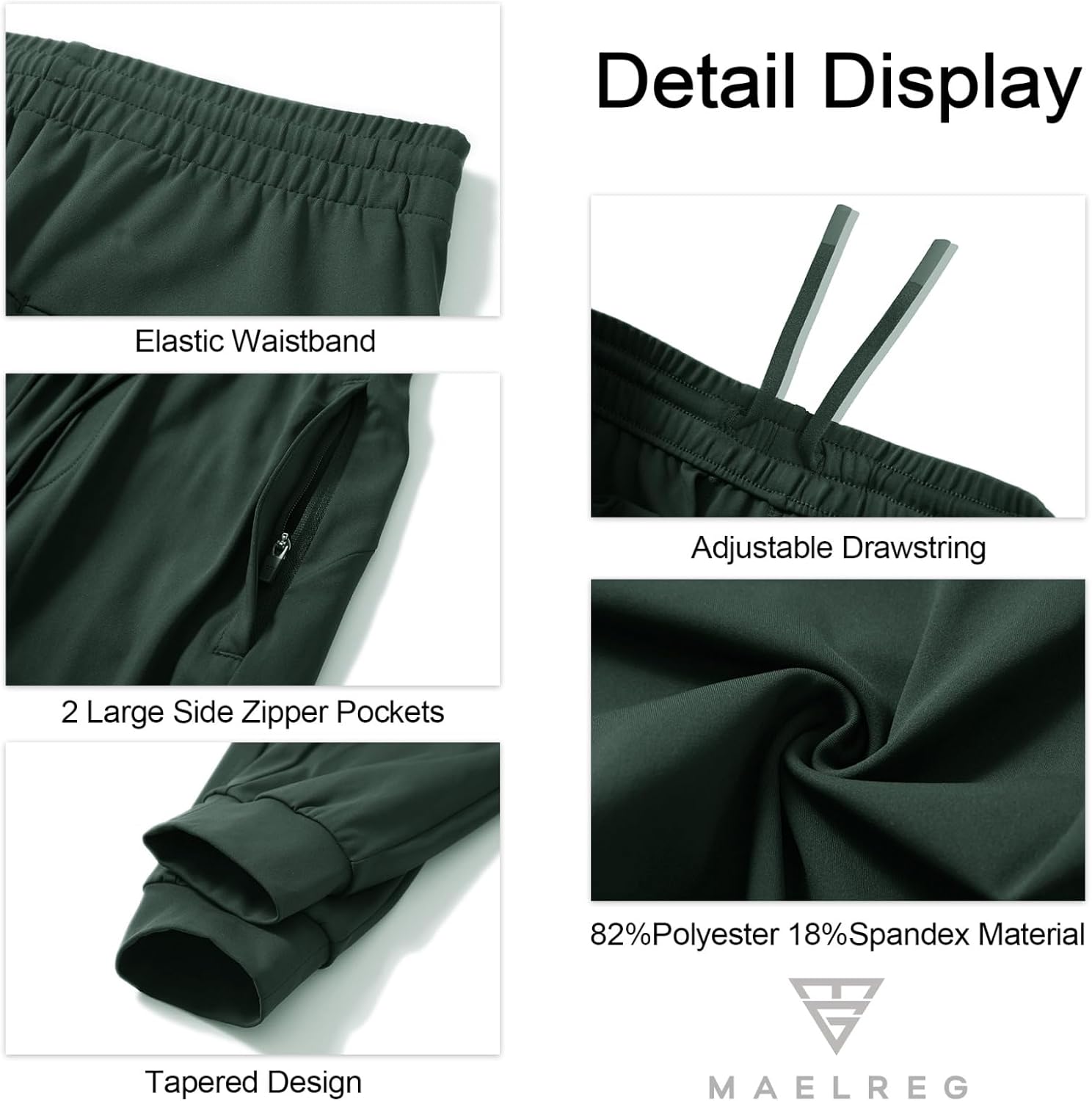 M MAELREG Boys Joggers Pants with 4 Zipper Pockets Running Track Pants Lightweight Quick Dry Sweatpants for Sports Outdoor