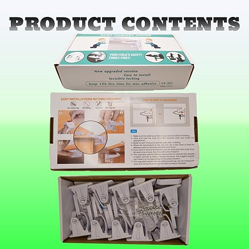 Miniatura 7 de (10 unidades) mejorados invisibles para seguridad de bebé, cerraduras de pestillo de seguridad para bebé, no requiere herramientas ni taladros para