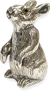 Collectable Victorian Style Hare/Rabbit with Glass Eyes Figurine 925 Sterling Silver
