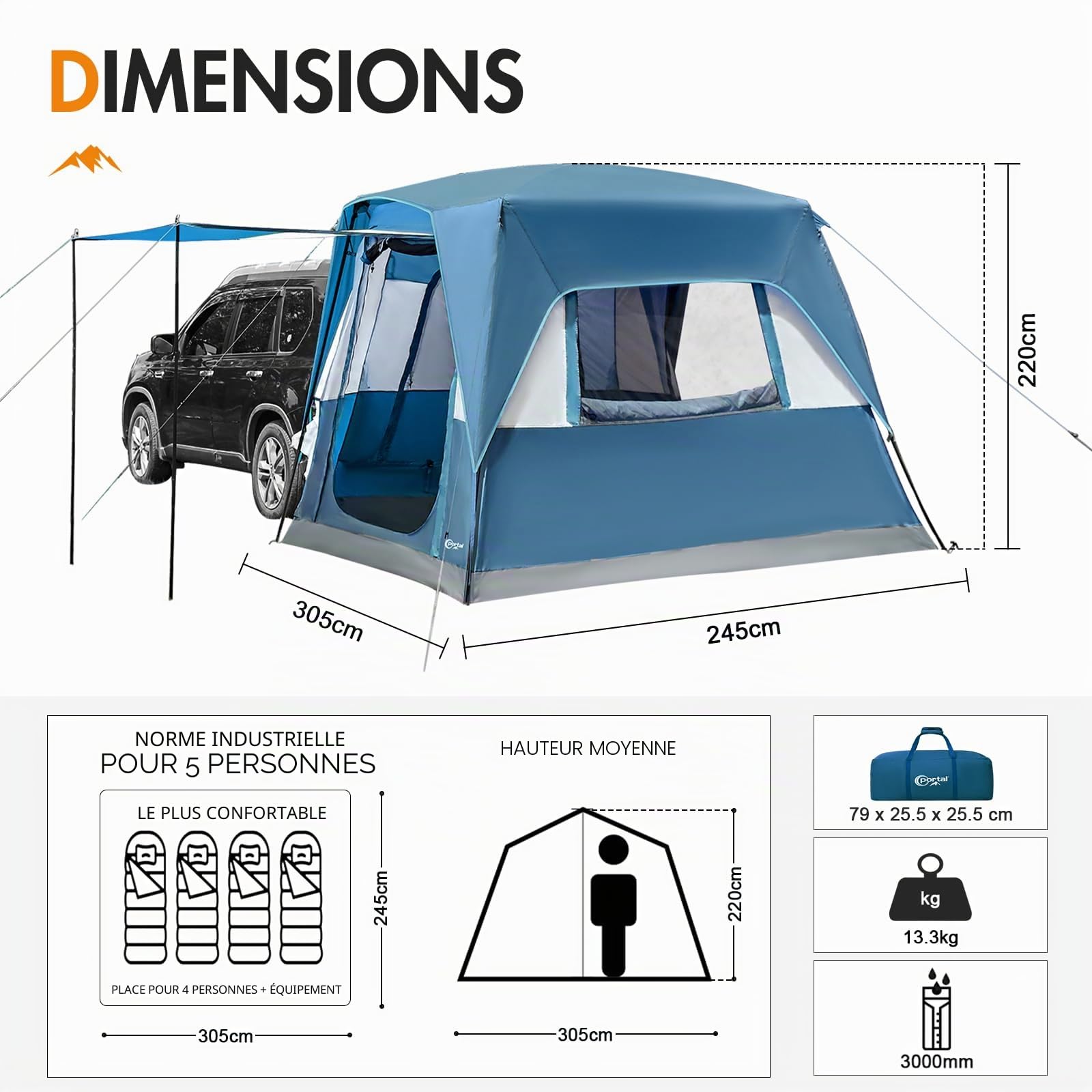 Portal Tente pour Voiture 5 Personnes