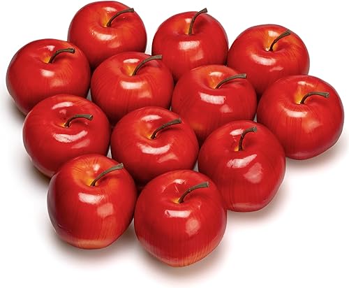 12 manzanas falsas de 8 pulgadas para decoración de manzanas de plástico realistas para decoración del hogar y la cocina (rojo)
