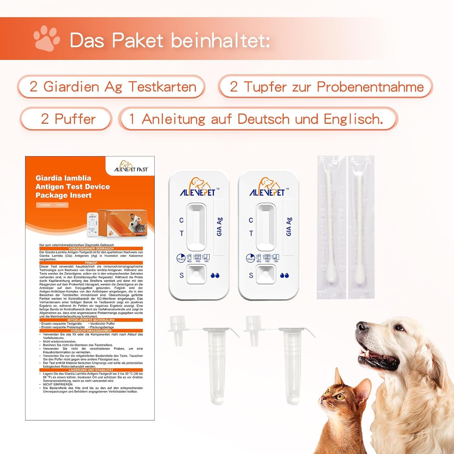 Giardien szybki test dla psów i kotów – test Giardia niezawodny jako test na pasożyty jelitowe i biegunkę – dla psów i kotów w Giardia 7 testów