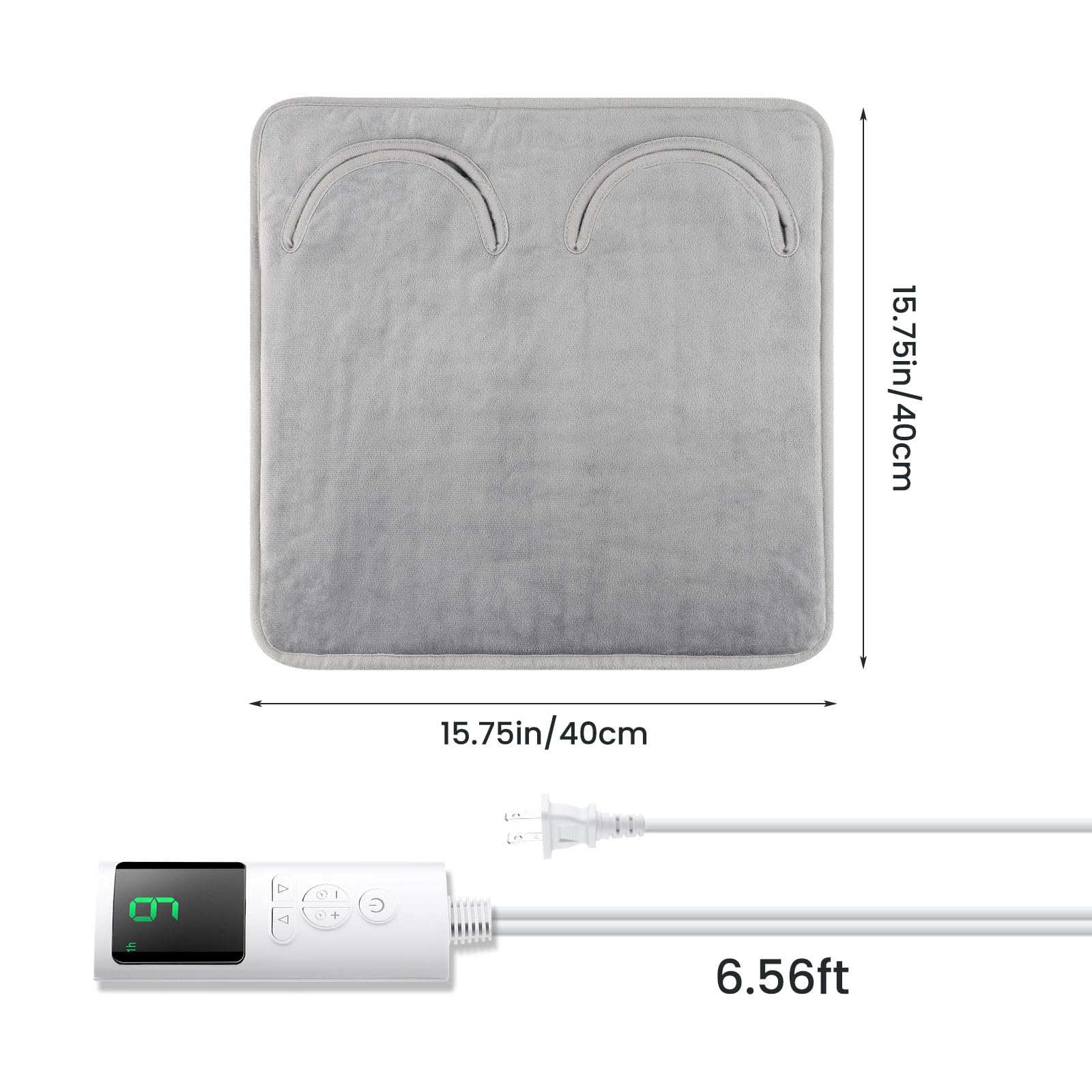 Chauffe-Pieds Electrique 40x40 cm, Coussin Chauffant avec 9 Niveaux de Chauffage & 4 Minuteries, Extinction Automatique, Lavable en Machine, Chauffage Rapide pour Pieds, Dos et Corps Entier