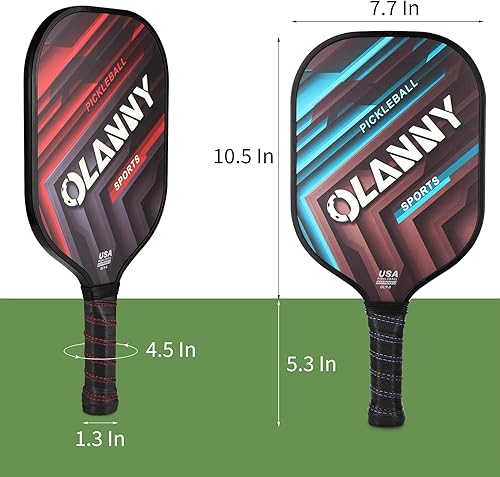 Miniatura 3 de Juego de paletas de pickleball de grafito, raquetas de primera calidad, cara de fibra y polímero de núcleo de panal de abeja, incluye paletas de