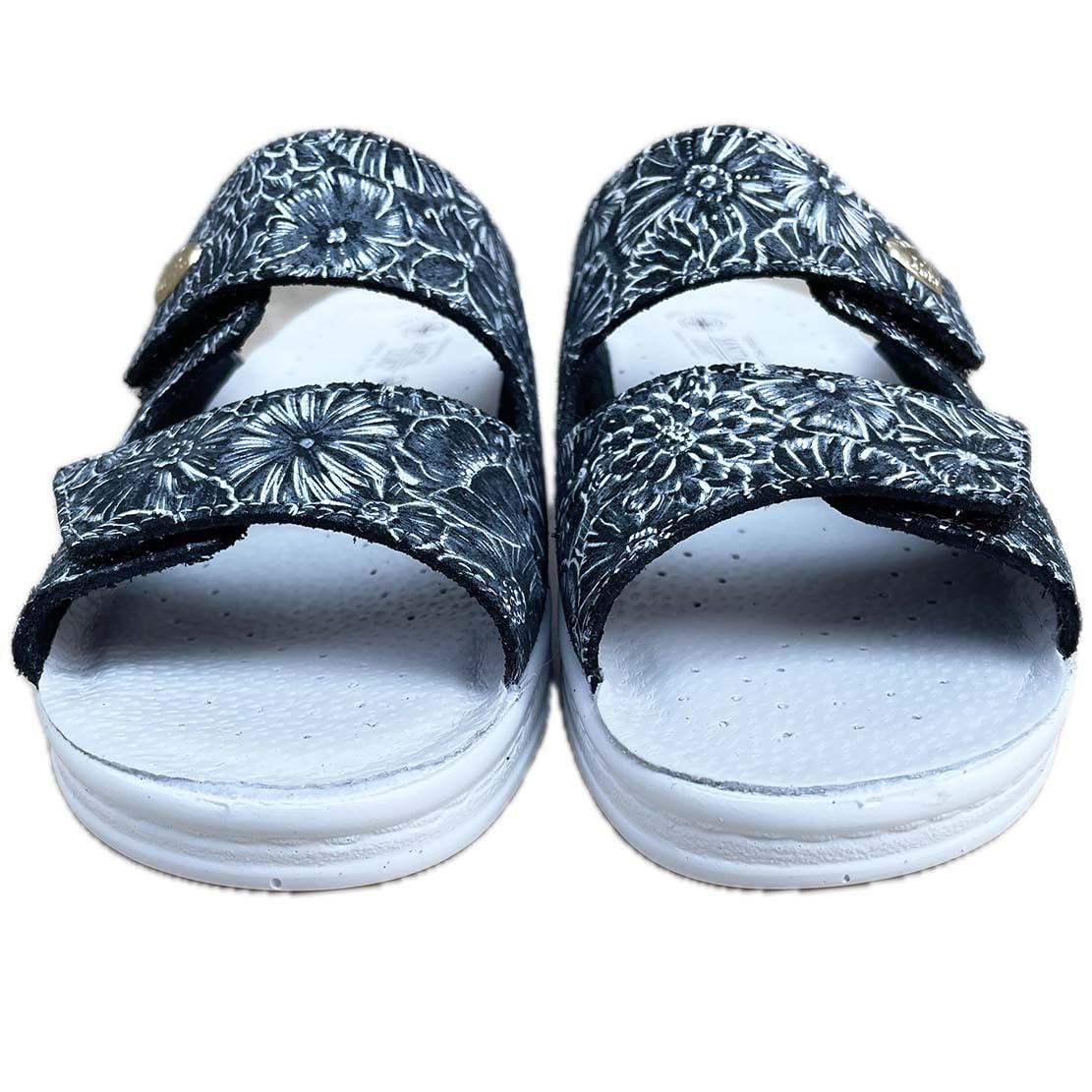 Sanitaire femme double déchirure tige véritable cuir fleurs semelle douce onde résidente silencieuse A573