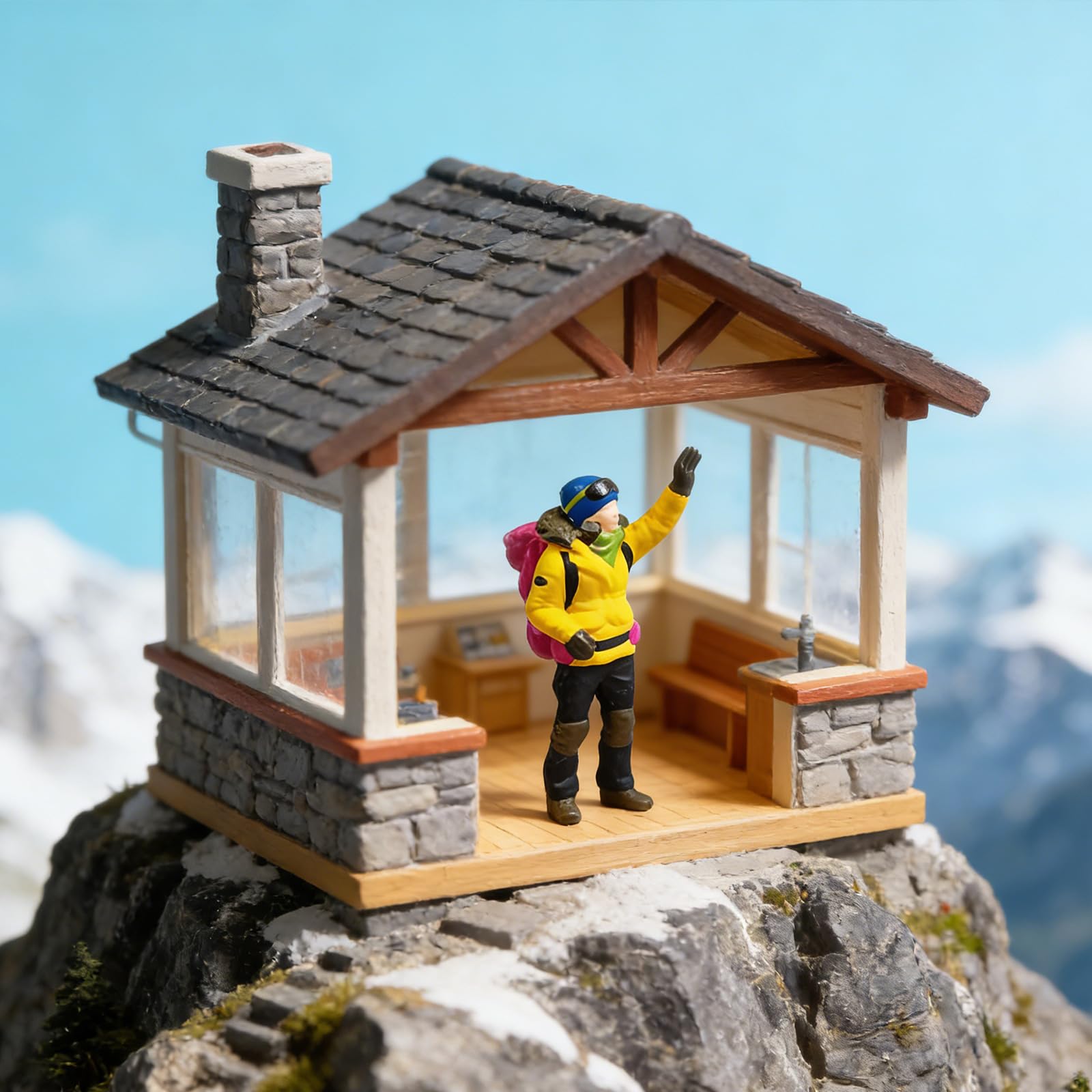 Miniatur Wanderrucksacktouristen Kletterfiguren Maßstab 1: aus Kunstharz für Heimdekorationen und Modelldisplays Bergsteiger Display