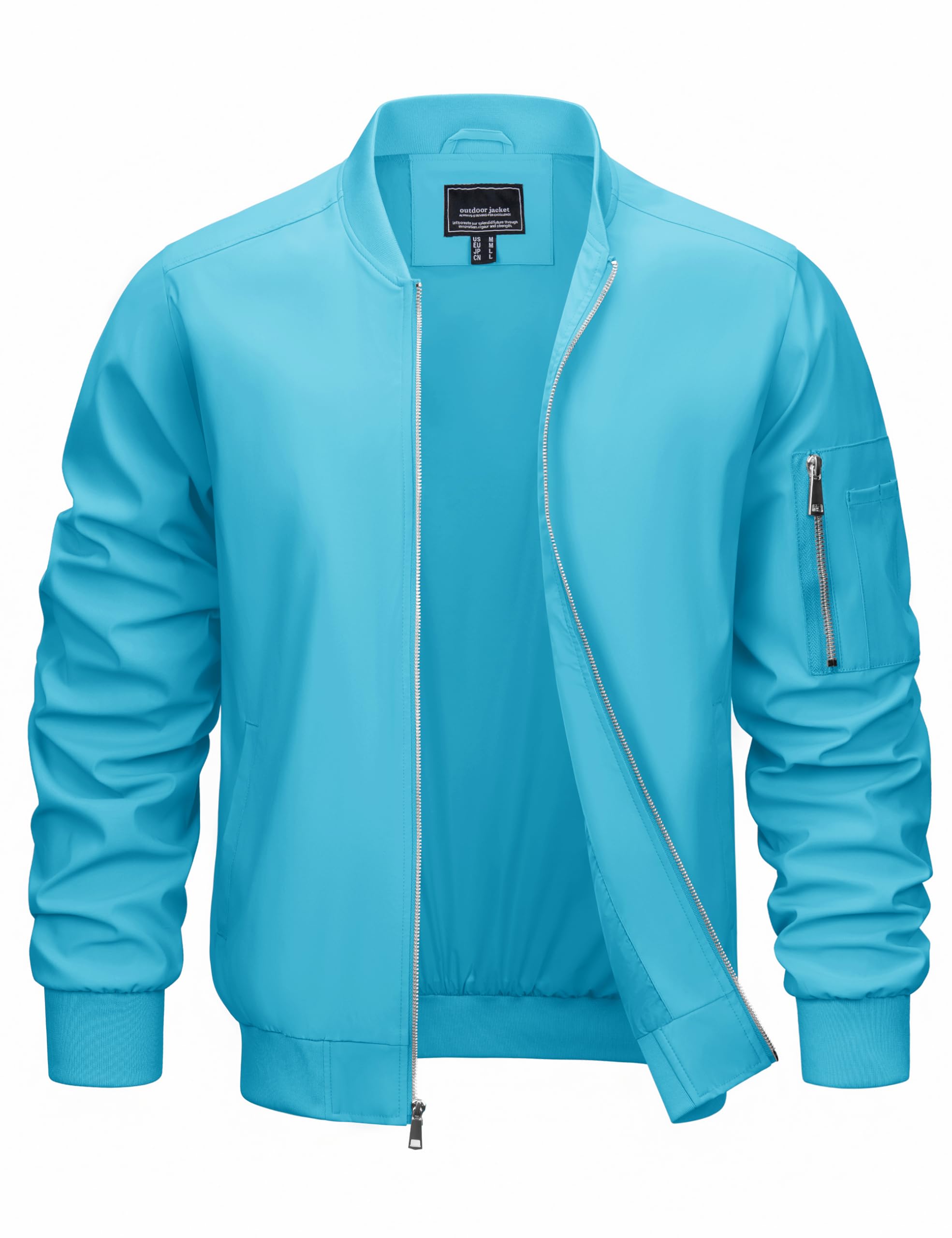 CRYSULLY Men's Bomber Jacket Lightweight Spring Fall Casual Windbreaker Full Zip Outwear Coat