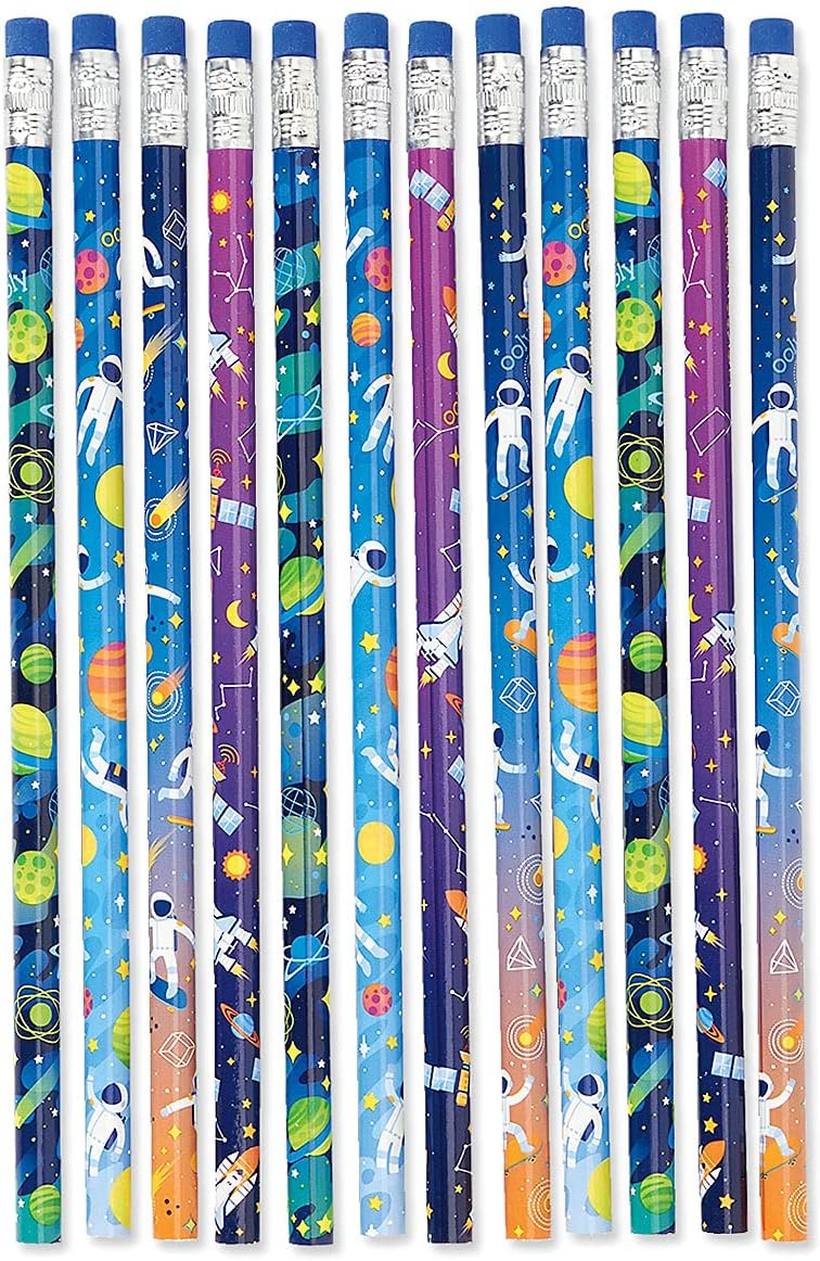 Lillian Vernon Personalized Astronaut Pencils - 12 Hardwood #2 Pencil Set With Laser Engraved Name, Customizable School Supplies for Kids, Teachers, Students, & Personal Use, 6” x 0.3”