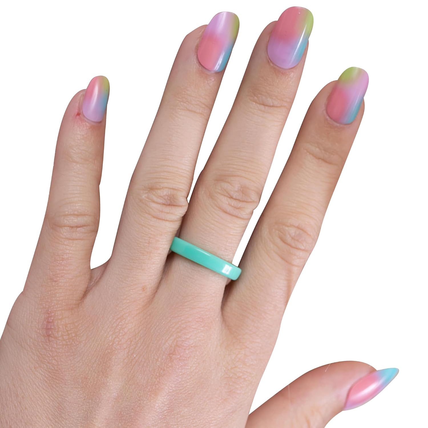PaintLab Multicolor Ombre Press On Nails, Short Oval, 24ct