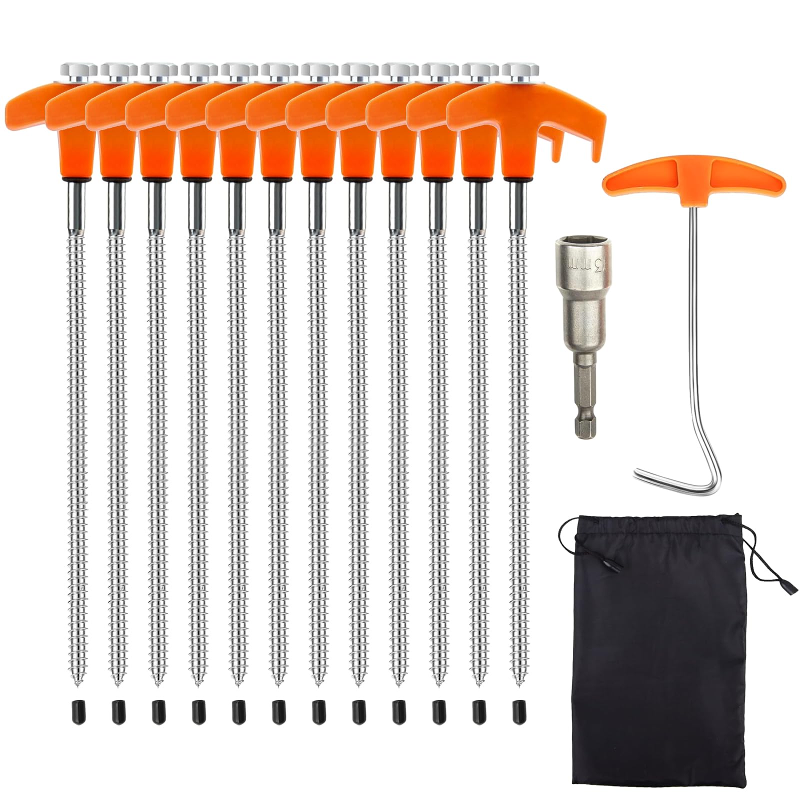 12 Pcs Heavy Duty Tent Pegs, Spiral Outdoor Ground Pegs, Suitable for Camping, Canopies, Gardens, and Other Outdoor Activities