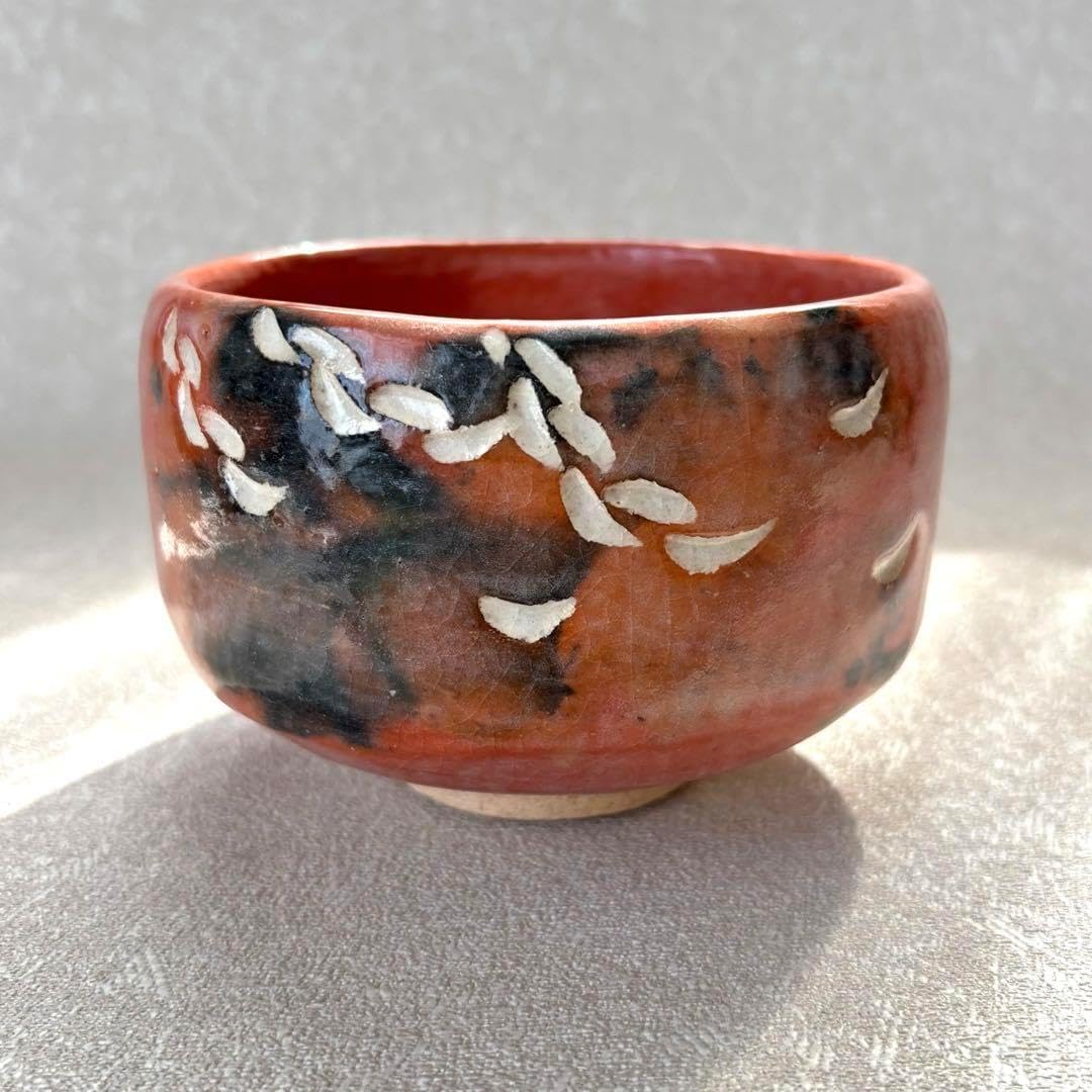 逢絢亭・茶道具 茶碗 京焼 瑠璃釉 月に夜桜の図 木田義仁 共箱入り