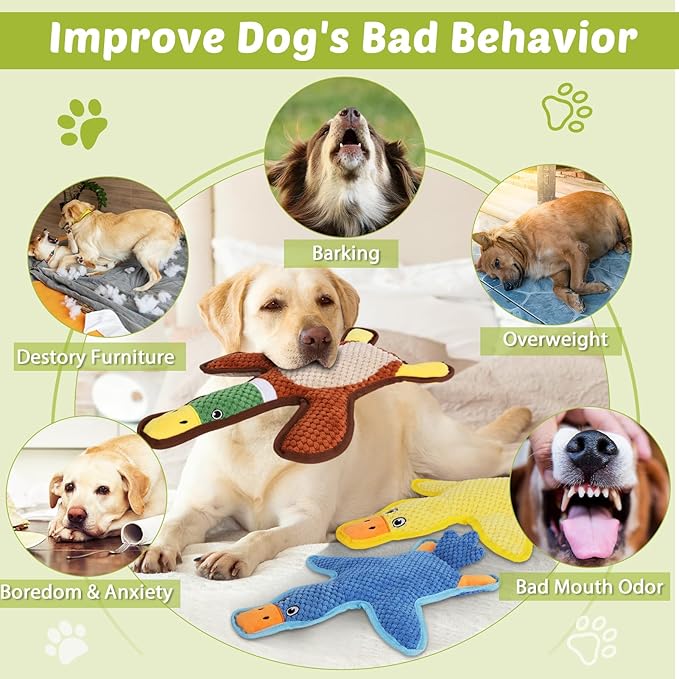 Juguetes para Perro 3 Piezas Forma de Pato, Chirriador y Crujiente miniatura 4