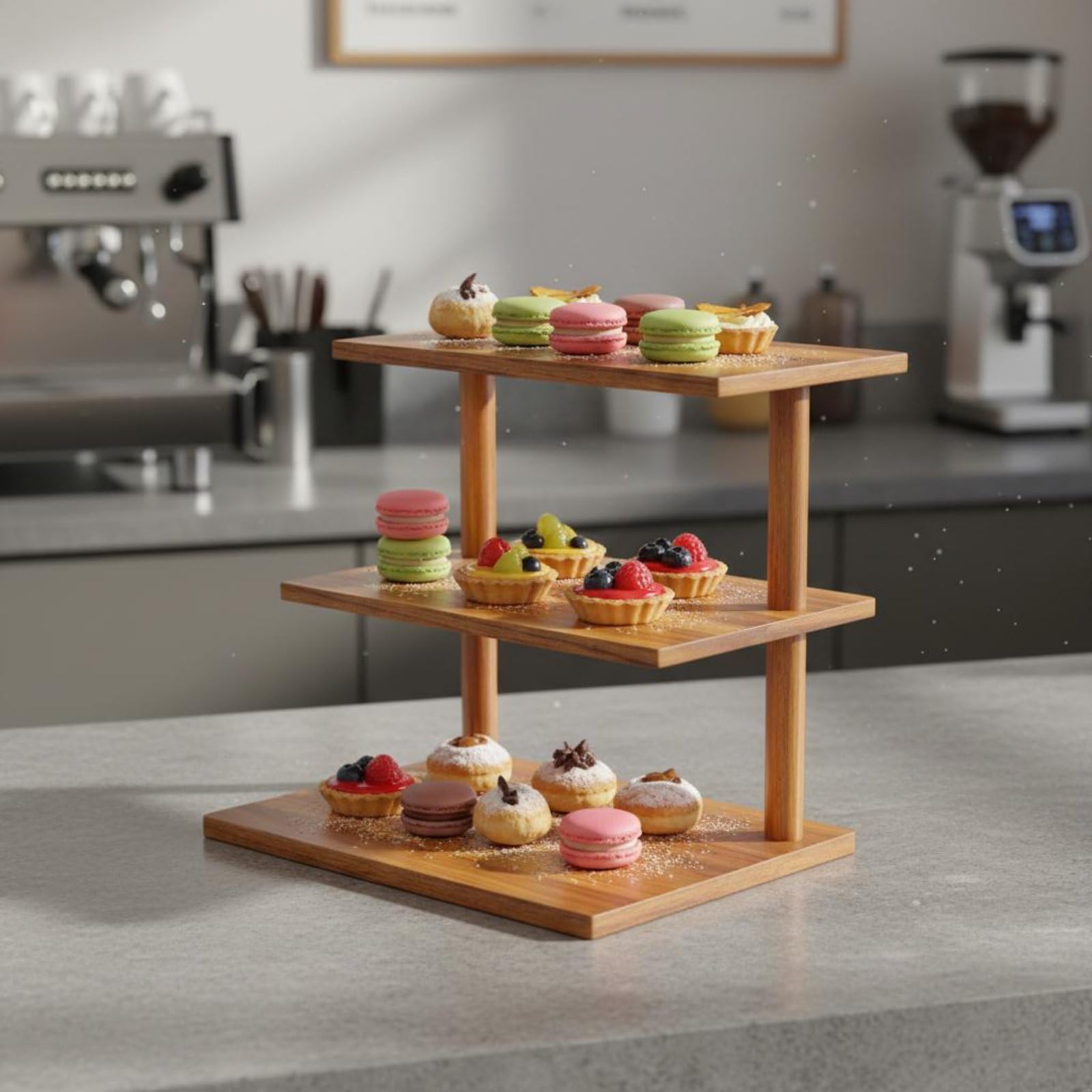 Scaffale da Cucina Mensola Ripiano Supporto in Legno Massello Organizzatore da Tavolo per Dessert E Spezie con Struttura Aperta Adatto per Cucina Pranzo Soggiorno, Grande