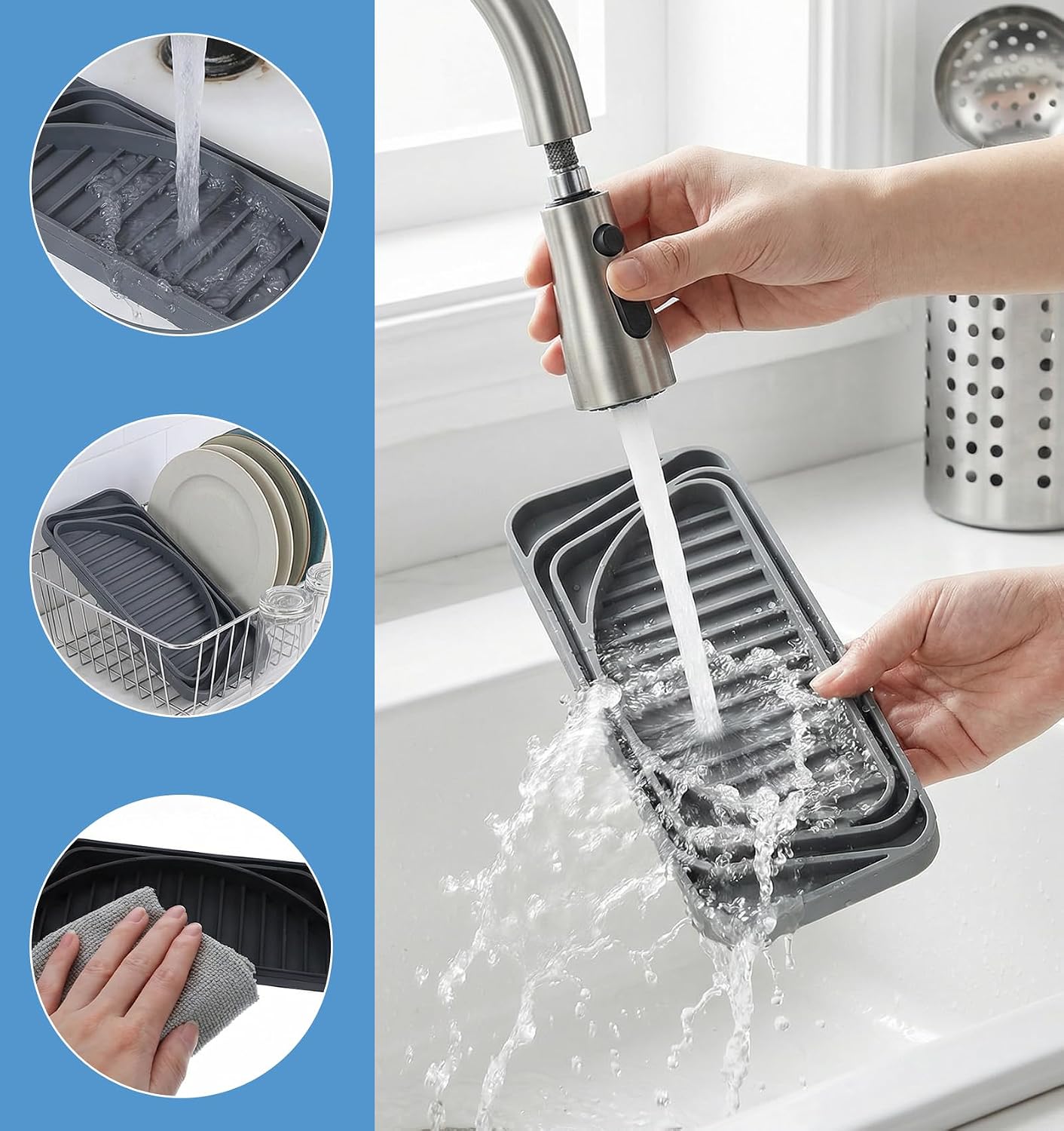 Fridge Mats, Cuttable Silicone Fridge Drip Catcher Tray for Water Dispenser