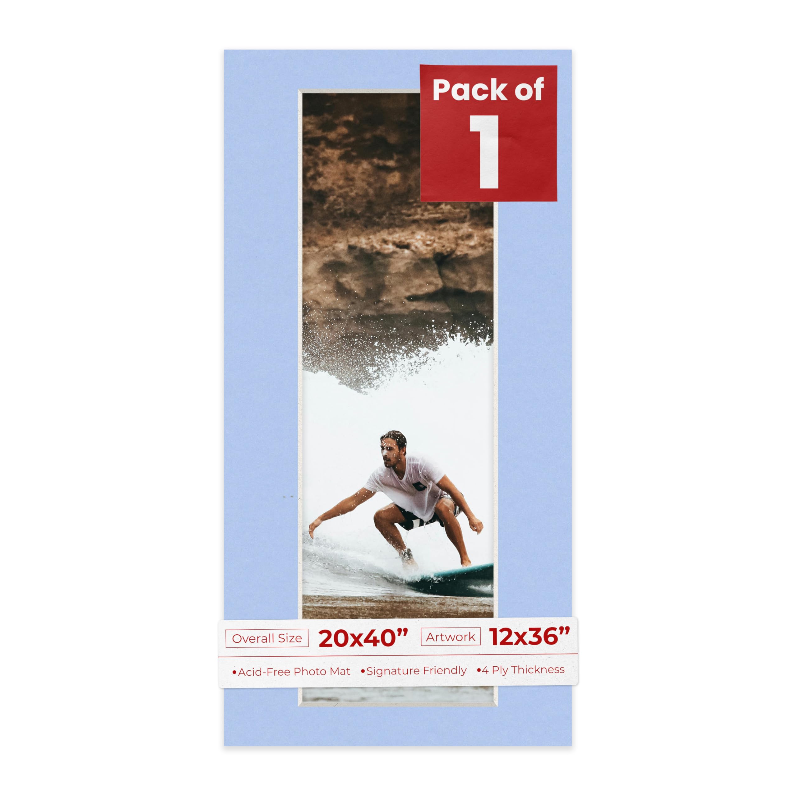 Poster Palooza 20x40 Mat Bevel Cut for 12x36 Photos - Acid Free Baby Blue Precut Matboard - For Pictures, Photos, Framing - 4-ply Thickness-image-21