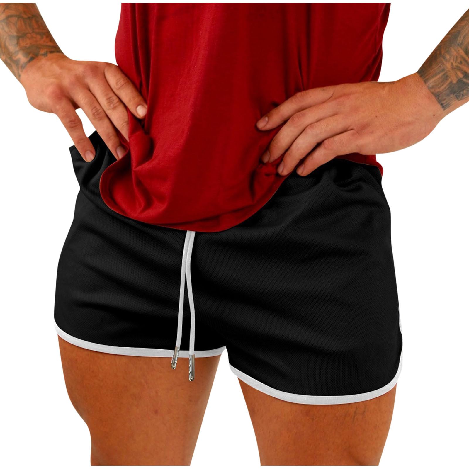 Mens Gym Workout Shorts Lightweight Casual Drawstring Running Athletic Shorts Classic Bodybuilding Training Shorts