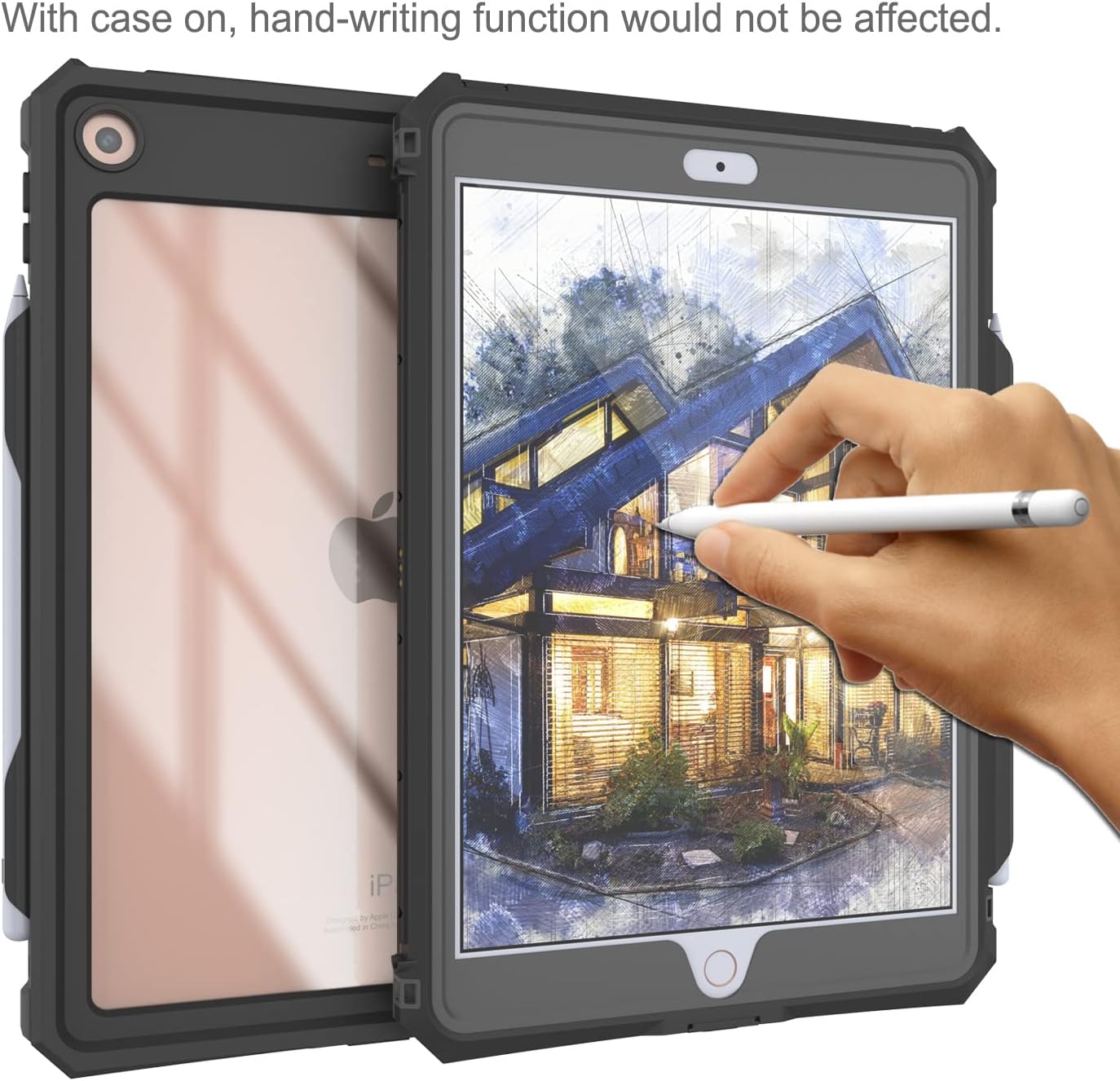 Punkcase for iPad 10.2 Waterproof Case | Clear Back | IP68 Certified Ultra-Thin, Heavy Duty Cover [Dustproof] W/Built-in Screen Protector & Kickstand | Ultimate Drop Protection for iPad 10.2 [Black]