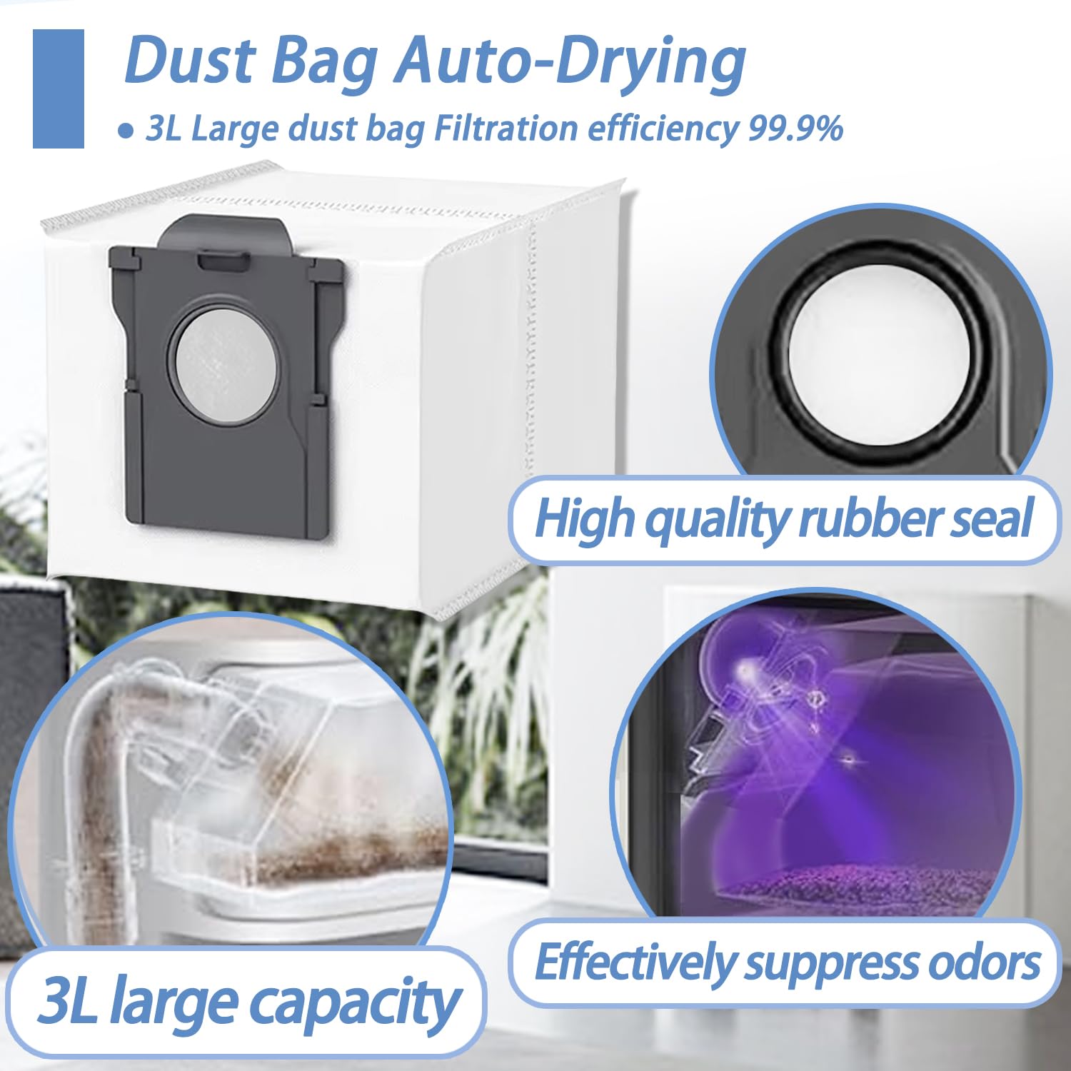 Aqua10 Ultra Ersatzzubehör-Set Kompatibel mit Dreame Aqua10 Ultra Roller Roboter-Staubsauger-Teile 2 Hauptbürsten 4 Rollen-Mop-Tuch 6 HEPA-Filter 6 Seitenbürsten 6 Staubbeutel