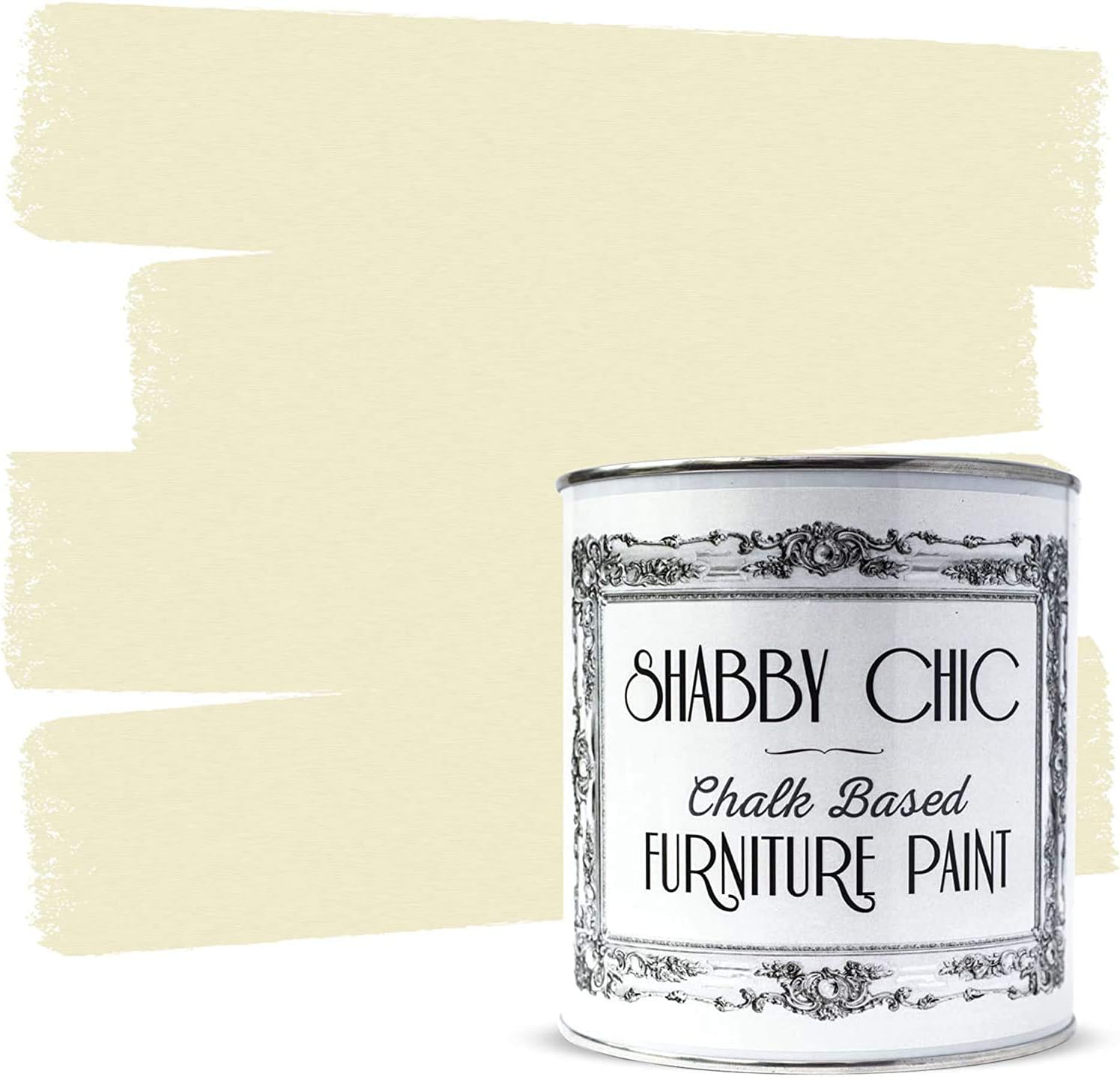 Shabby Chic Chalk Furniture Paint: Luxurious Chalk Finish Craft Paint for Home Decor, DIY, Wood Cabinets - All-in-One Paints, Matte Finish [Clotted Cream] (Light Yellow) - (Liter Covers 129 sf)
