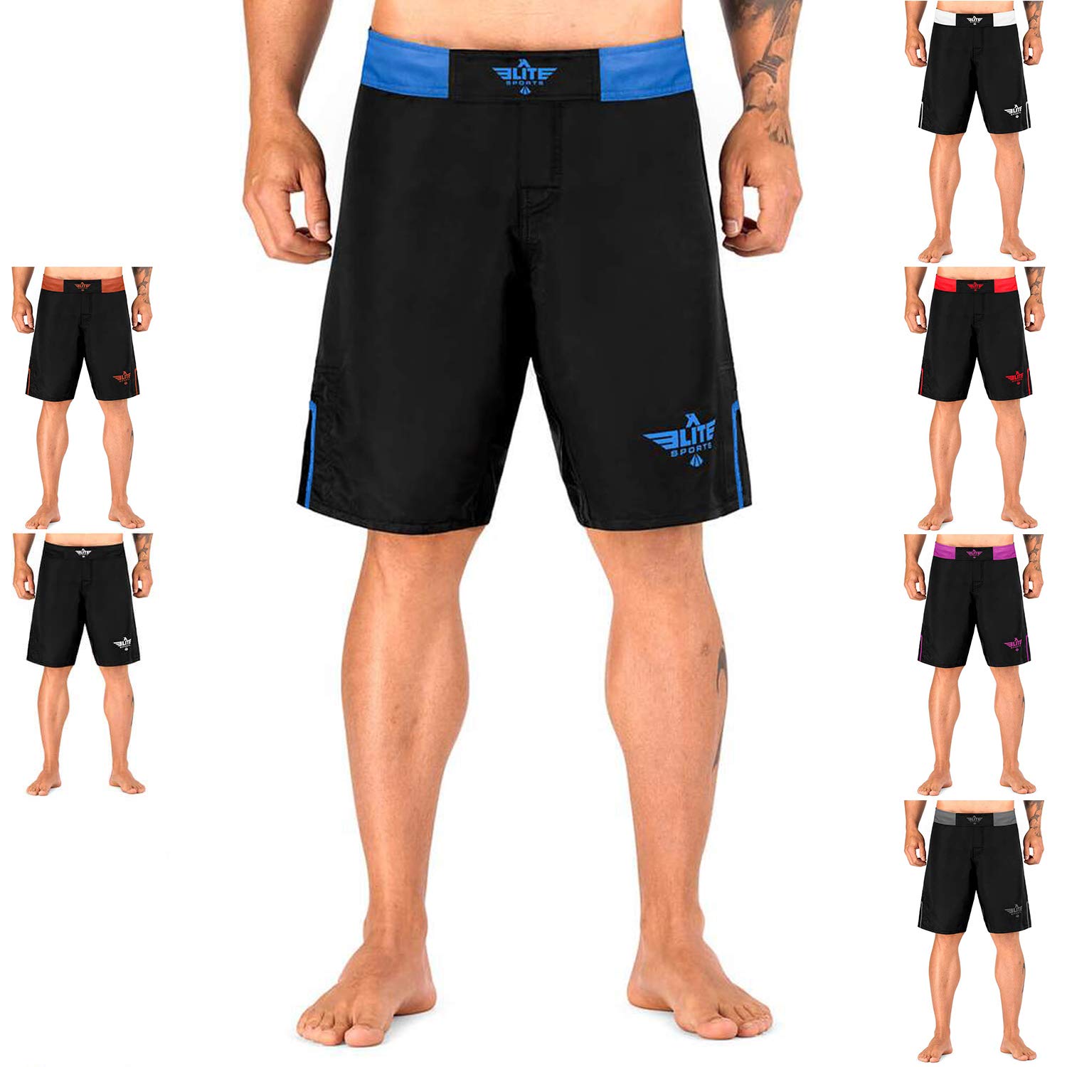 Elite SportsBJJ Shorts for Men – MMA Fight Shorts, No Gi, Jiu Jitsu, Grappling, Boxing, Kickboxing, Cage Fighting, UFC Training Shorts