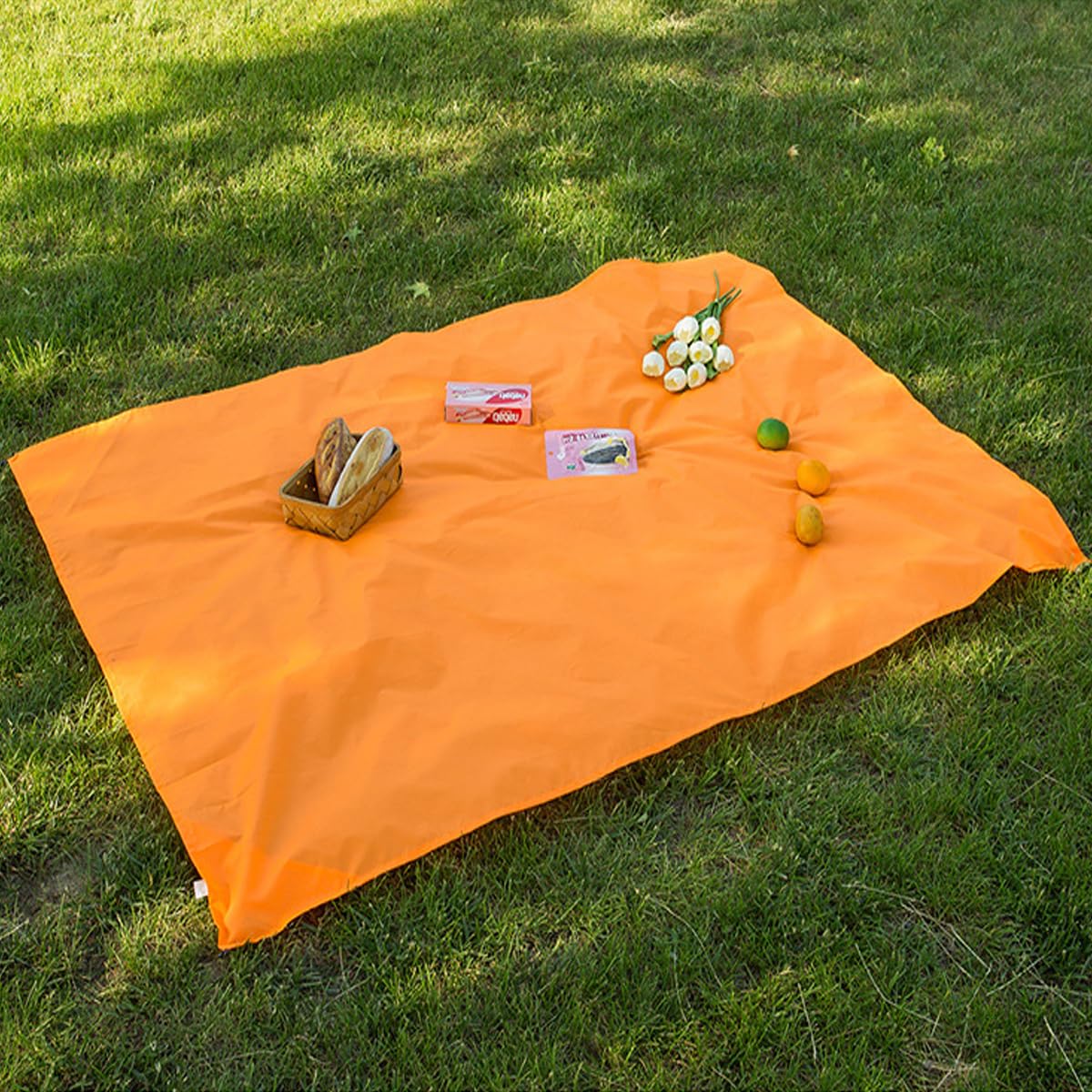FANSU Waterproof Beach Blanket, Solid Colour Picnic Blanket Beach Mat Picnic Mat, Large Picnic Blanket, Portable Camping Blanket for Camping, Picnic, Beach (140x200cm,Orange)