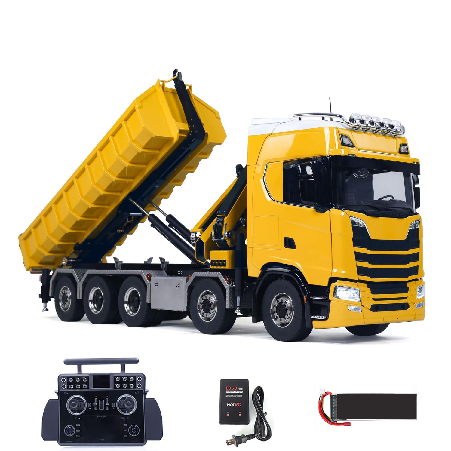 TOUCAN RC HOBBY 1 14 Metal RC Hydraulic Dumper 770S 10x10 Full Dump Truck Crane Axle Lifting Car