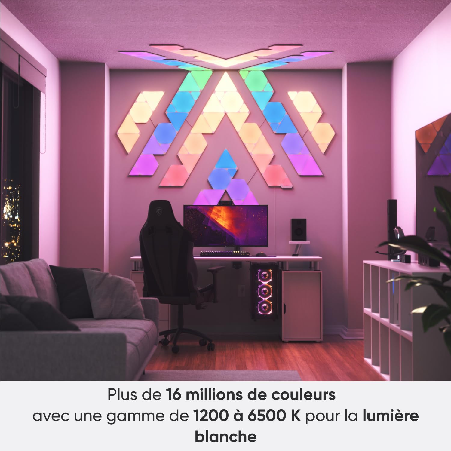 Nanoleaf Shapes Hexagone Kit de Démarrage, 9 Panneaux Lumineux LED Connectés - Appliques Murales Luminaires Intérieur Modulaires RGBW Wi-Fi, Compatible Alexa, pour Salon Chambre ou Bureau Gaming