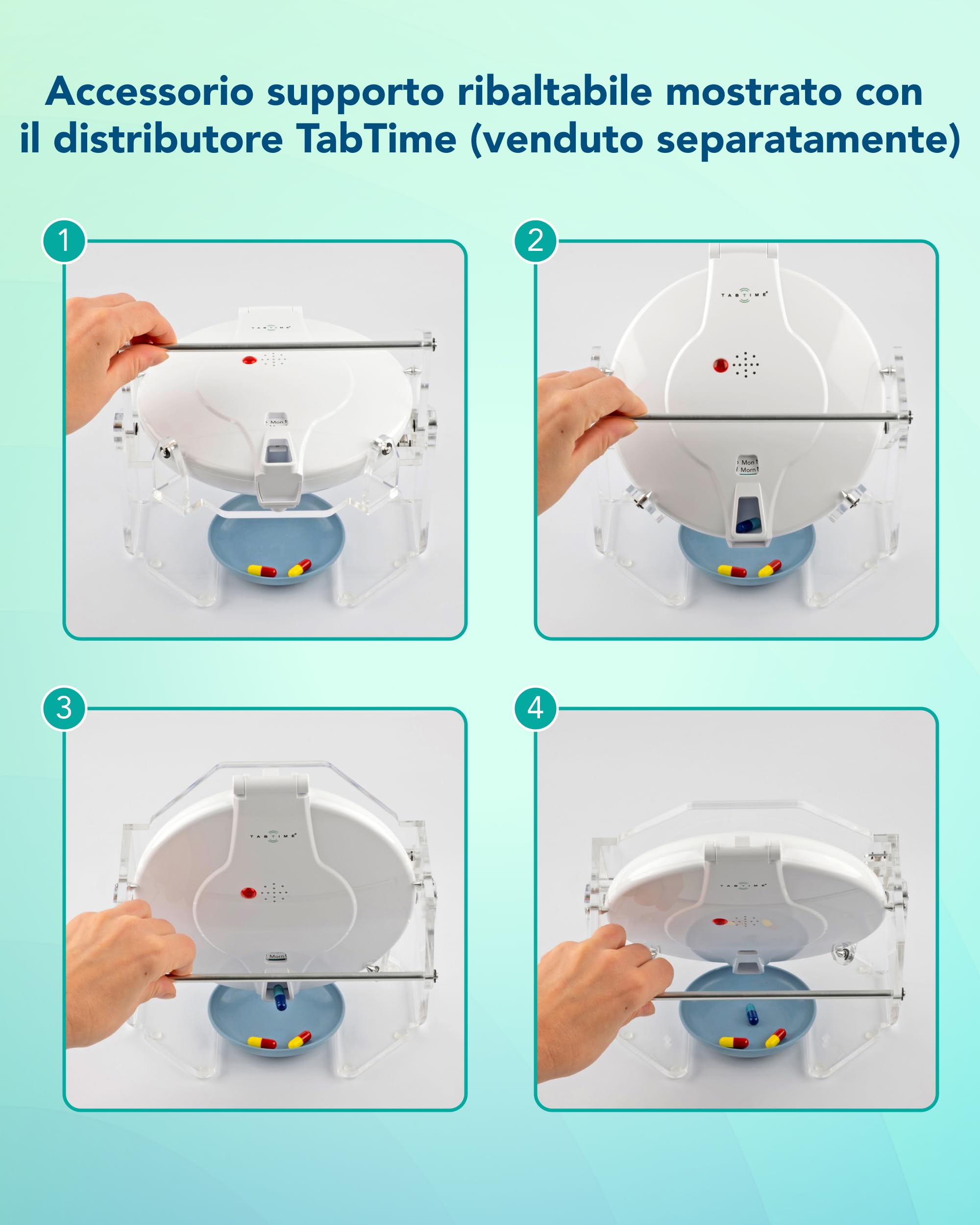 Sistema basculante per distributore automatico TabTime – Semplifica l'erogazione dei farmaci – Distributore per pillole venduto separatamente (Blu)