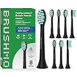 Brushmo Plaque Control Replacement Toothbrush Heads, Compatible with Philips Sonicare Click-on Electric Toothbrush Handles, 8 Standard Replacement Heads, SoftDuPont Bristles, BM928bk, Black