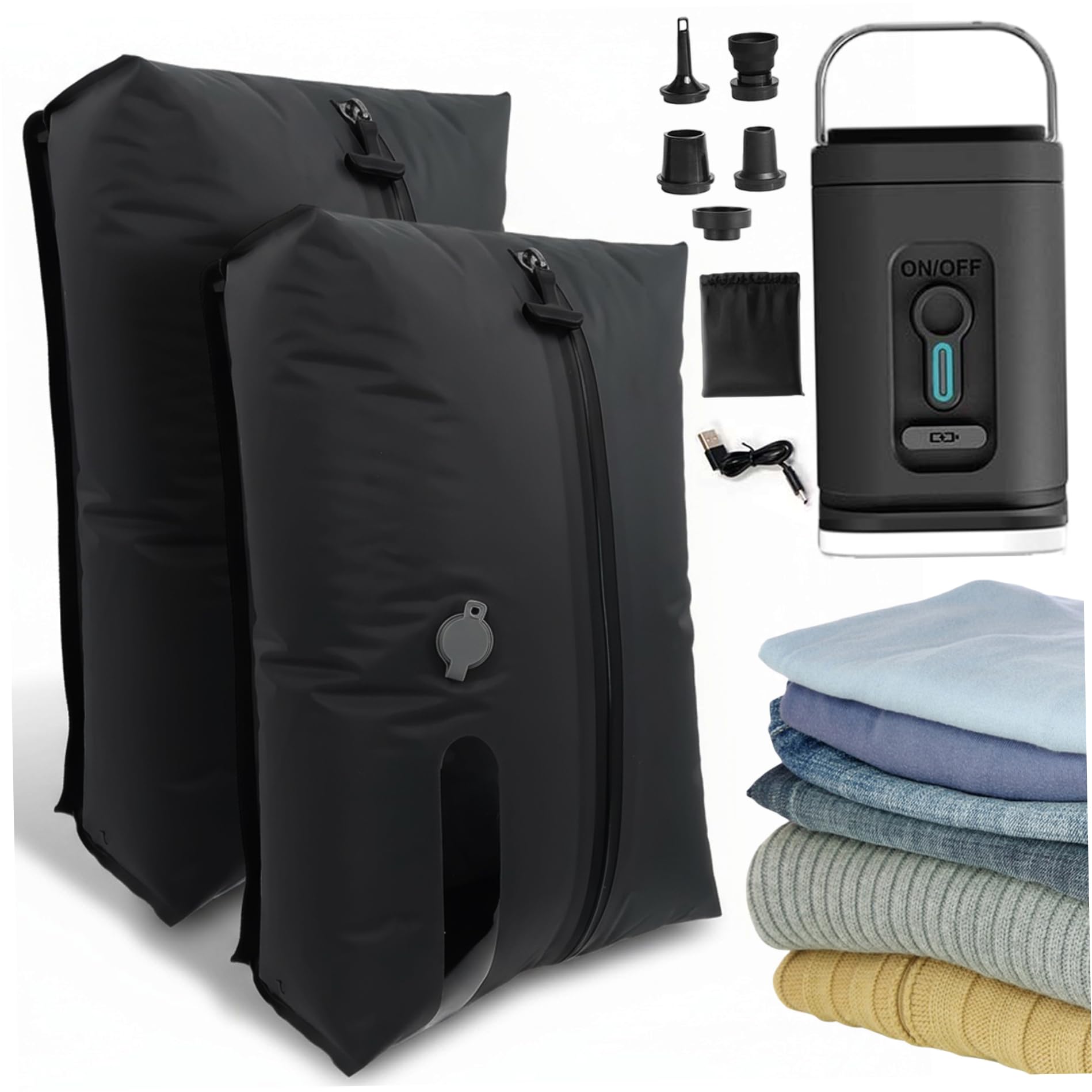 Sacs de compression pour voyage sous vide 17L avec pompe manuelle lot de 2