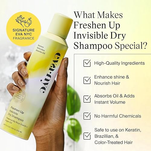 Vista 12 de Eva NYC Invisible Dry Shampoo Spray – Absorbe el aceite, elimina el olor y no tiene un color blanco – Champú seco refrescante para mujeres – Para
