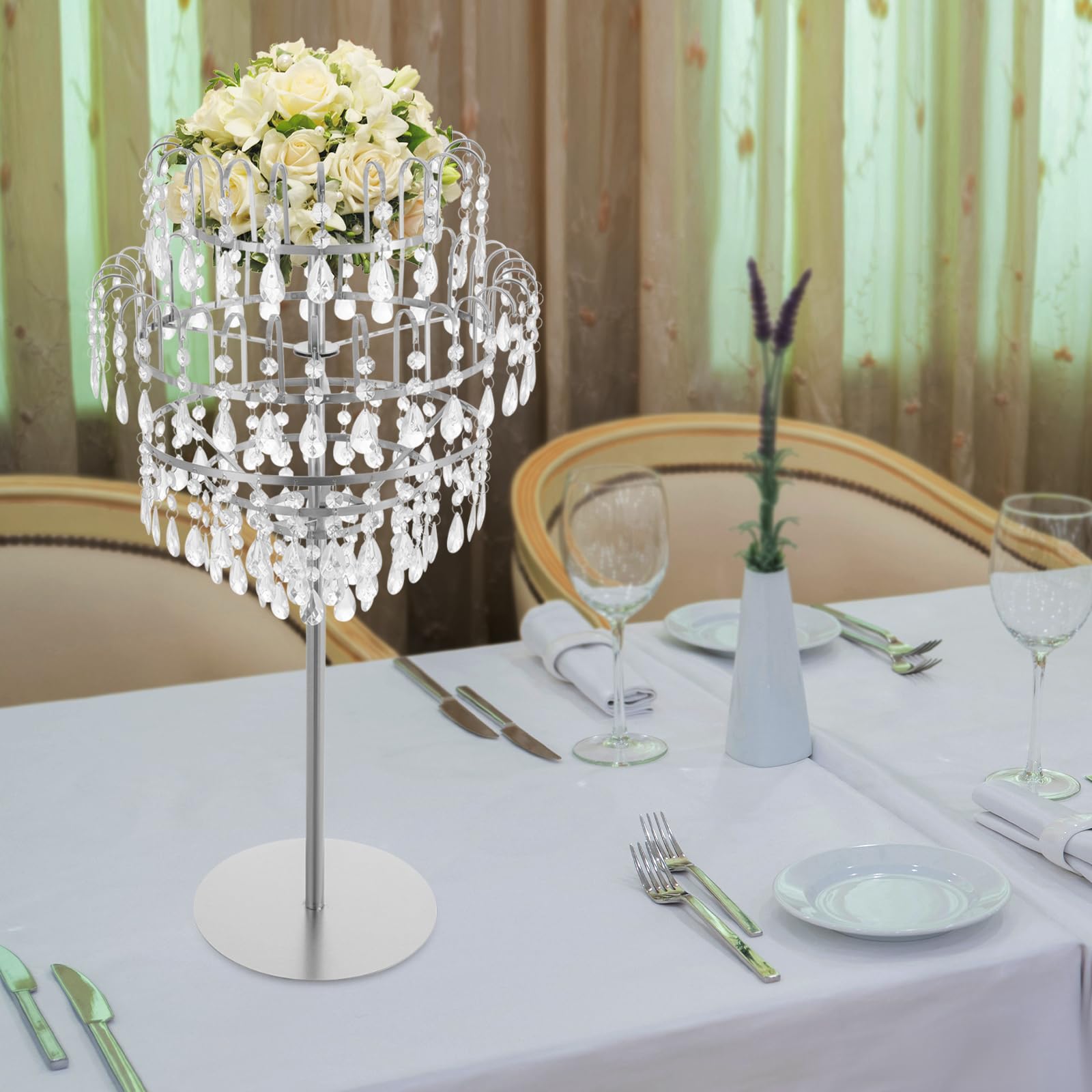 Centros de Mesa de Boda de Metal acrílico, jarrones de Flores, Soporte para Flores, Soporte de jarrones de Cristal en Forma de Columna, Estante para exhibir Flores para Bodas y fie