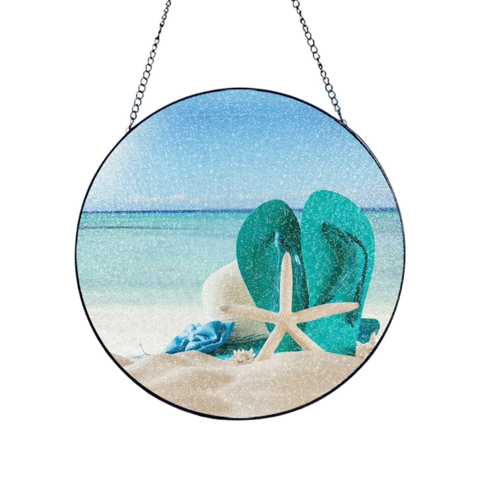 Phayah Flip-Flops Print Glass Window Hanging Sun Catchers Suncatcher Decor For Birthday For Home Garden Porch 8in（20cm）