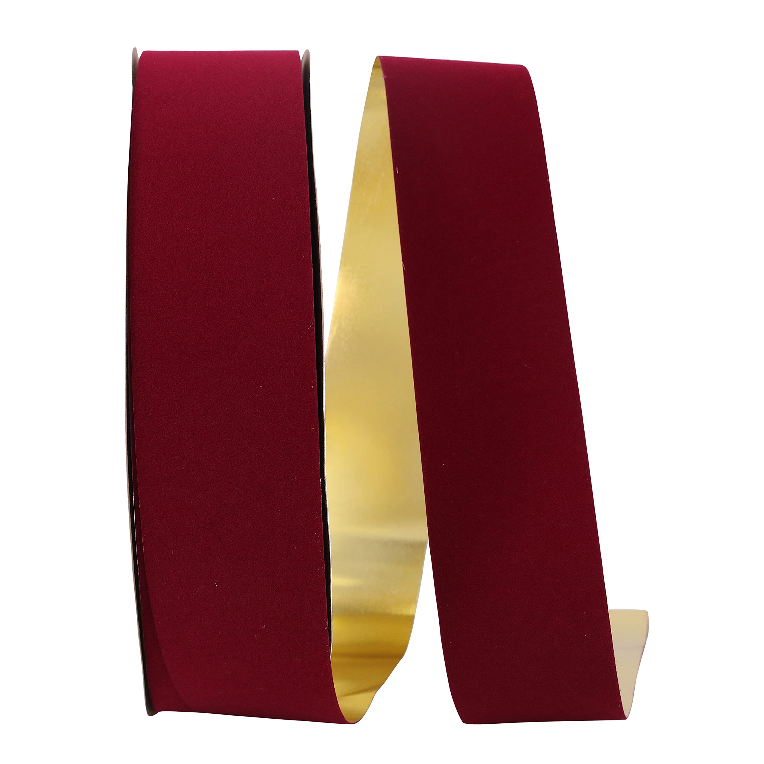 Reliant Ribbon 3906-090-40C Velvet Gold Back Polypro - Cinta de poliéster (2-1/2", 100 yardos), color burdeos