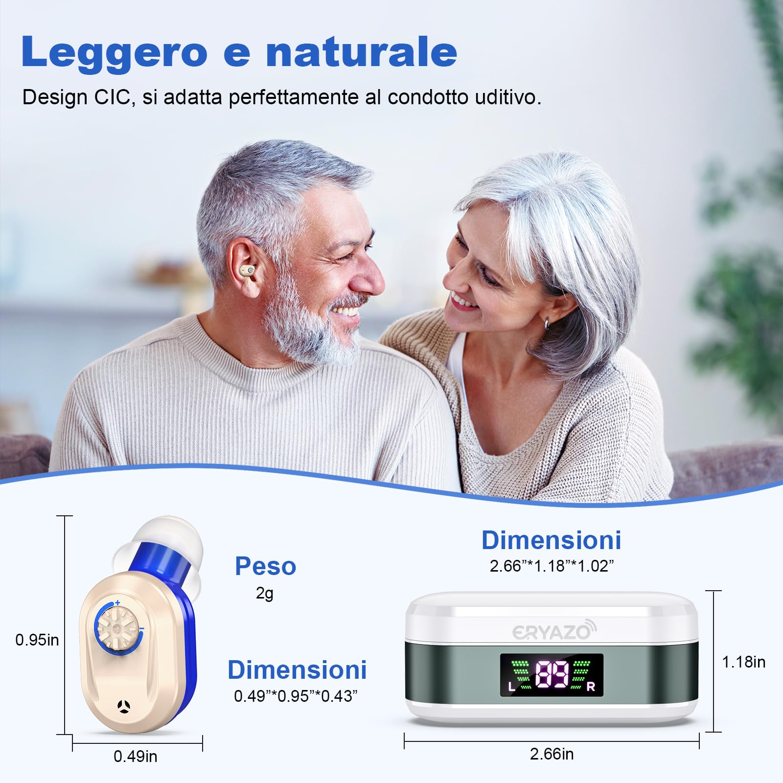 Amplificatore Dispositivo Digitale a Chip, Qualità Audio Nitida, Modello Ricaricabile,Rosso e Blu, Indicatore LED del Livello di Carica Della Batteria