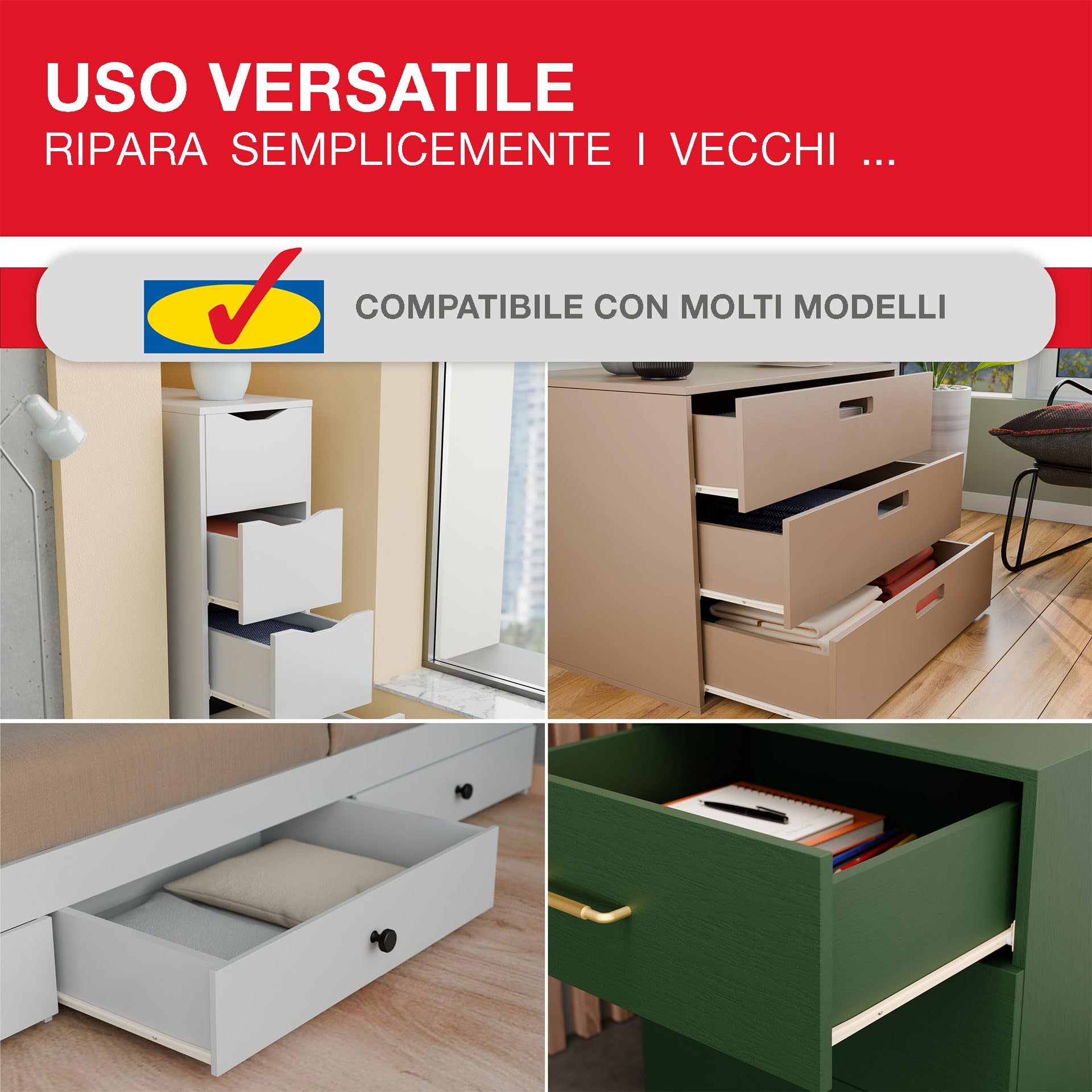 LouMaxx Guide A Sfera Per Cassetti - Set 2 Pezzi | Fino A 10 Kg, Facile Montaggio - Foto 3