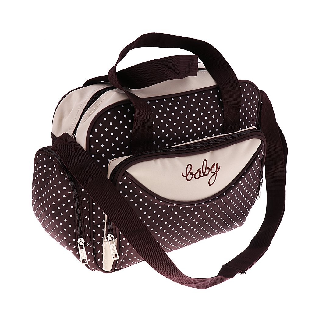 Toygogo Sac De Maternité Pour Maman Sac à Langer Pour Bébé Sacs à Main D'allaitement Multifonctions à Pois - Petite Brun