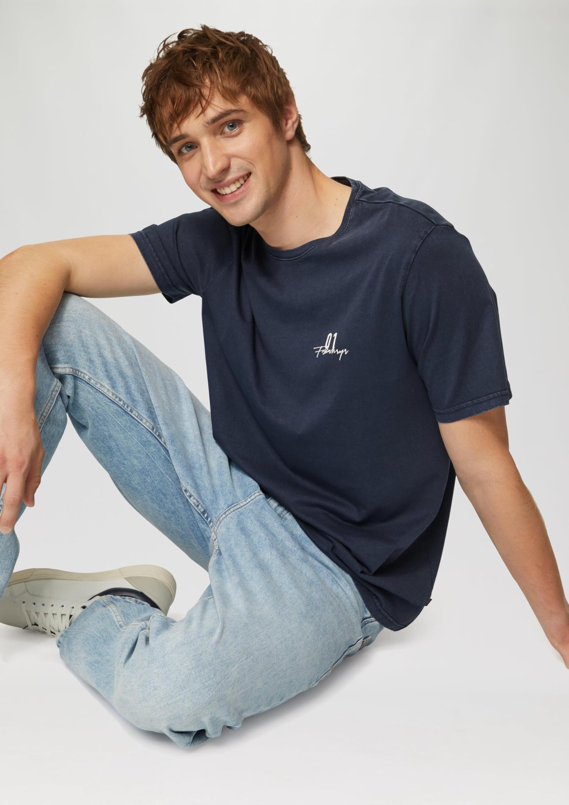 s.Oliver T-shirt o strukturze przędzy płomieniowej Mężczyźni 2150421