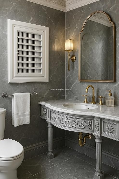 Plastik Banyo Wc Havalandırma Menfezi, Kolay Montajlı, Sinek Böcek Geçirmeyen Yapı, Çift Taraflı Bantla Kullanılabilir, Buhar ve Nem Önleyici, Panjur Sistemli, Estetik Tasarım (35X45 CM)