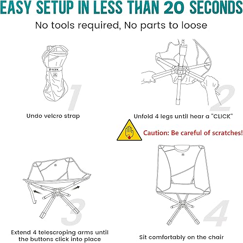 Miniatura 5 de RiseLite - Silla de campamento portátil ajustable RiseLite Silla plegable ligera y compacta para adultos, sillas de campamento plegables que se