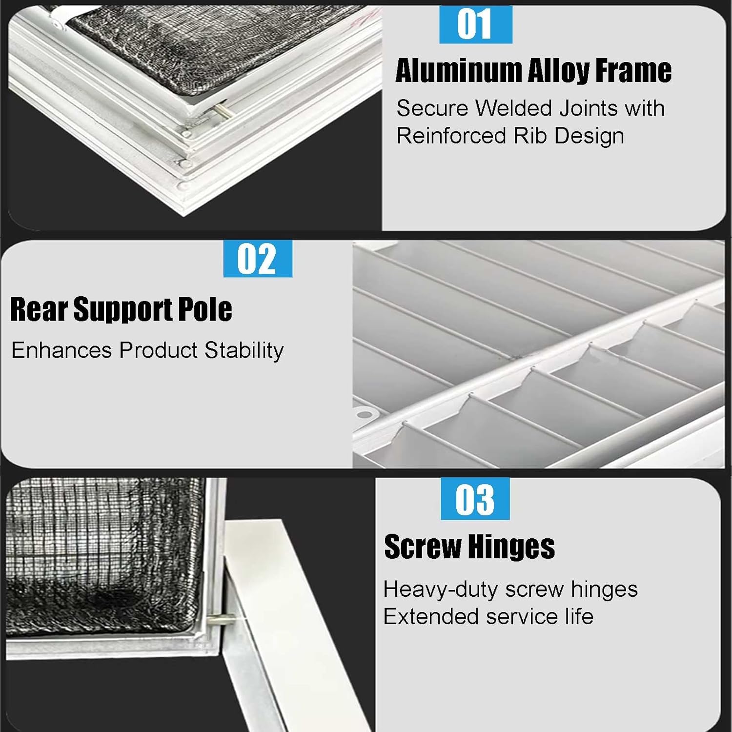 Aluminum Attic Gable Vent with Screen, Access Door Vent Cover,Ceiling Access Panel Door Vents for Interior Doors/Houses/Shed/Garage(Black,16x30in)