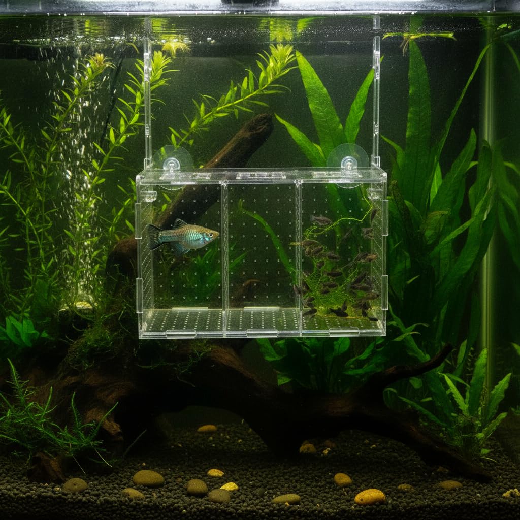 Caja Cría Peces Aislamiento Ventosa, 40x15x20cm | ción con ventosa, aislamiento y separación, ial peces jóvenes, para cría, para Crías, para Agua