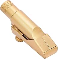 RiToEasysports Boquilha para Saxofone Alto, Boquilha Profissional de Metal Banhado a Ouro Com Tampa para Entusiastas, Iniciantes e Estudantes de Saxofone Alto 5C